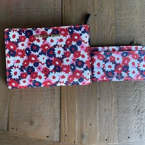 Michael Kors Red and White Floral Bifold Wallet
